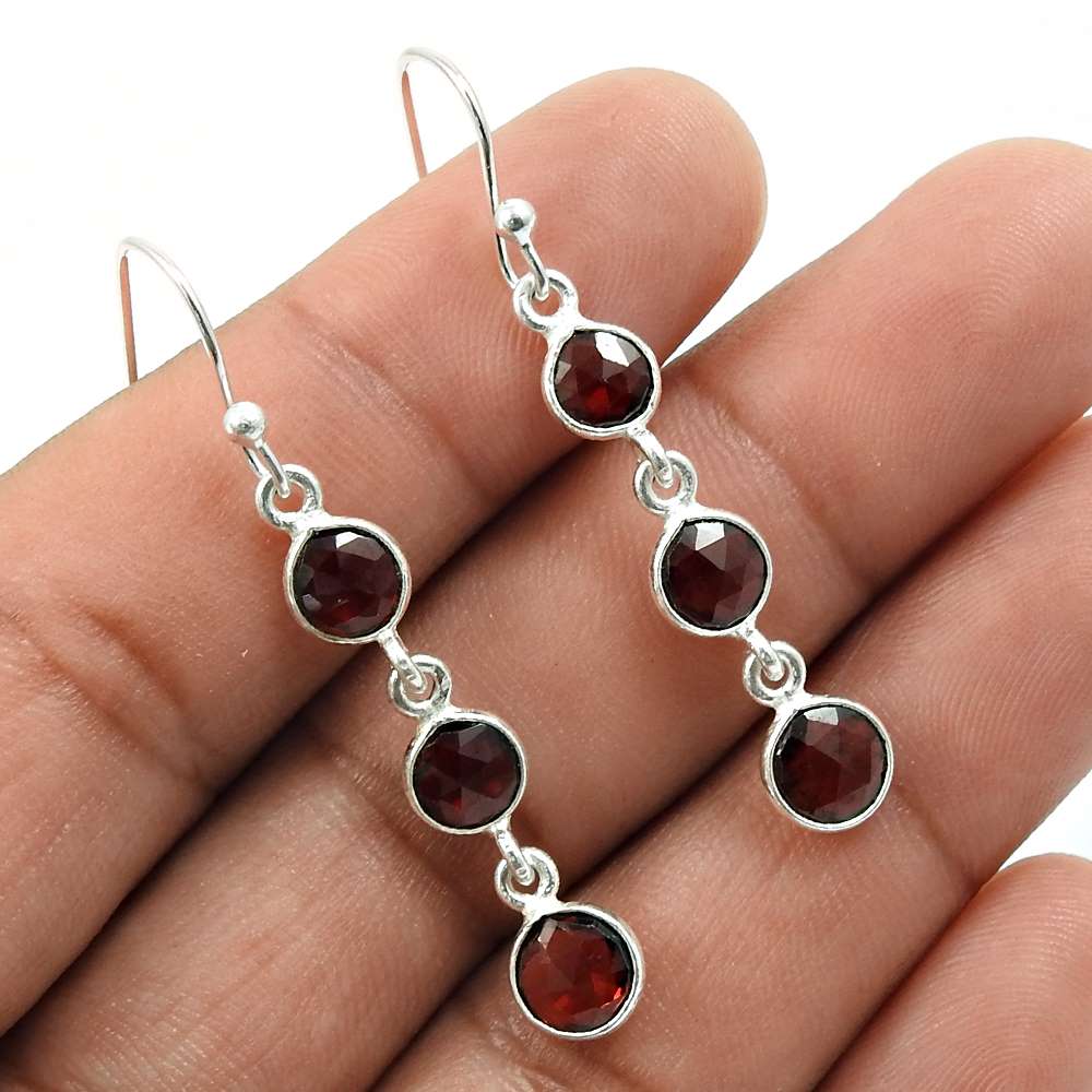 Garnet Gemstone Earring 925 Sterling Silver Ethnic Jewelry M16