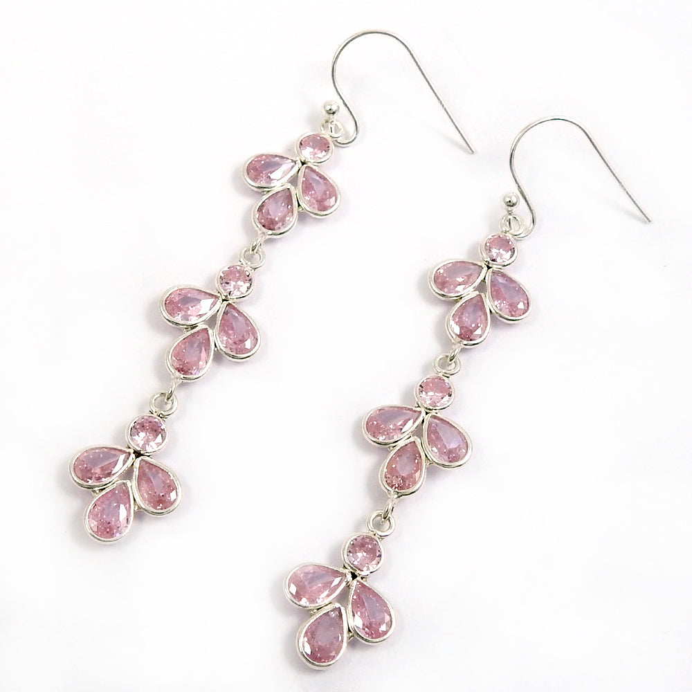 101 Natural Cubic Zirconia Gemstone Drop Dangle Boho Earrings 925 Silver S17