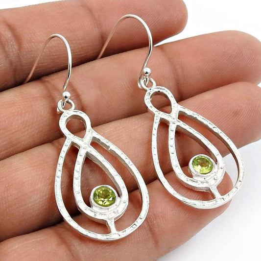 Peridot Gemstone Earring 925 Sterling Silver Handmade Indian Jewelry V19