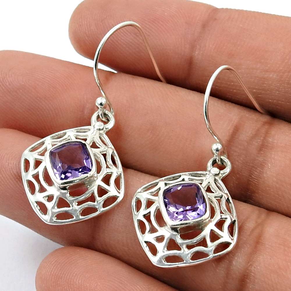 Garnet Gemstone Earring 925 Sterling Silver Traditional Jewelry H20