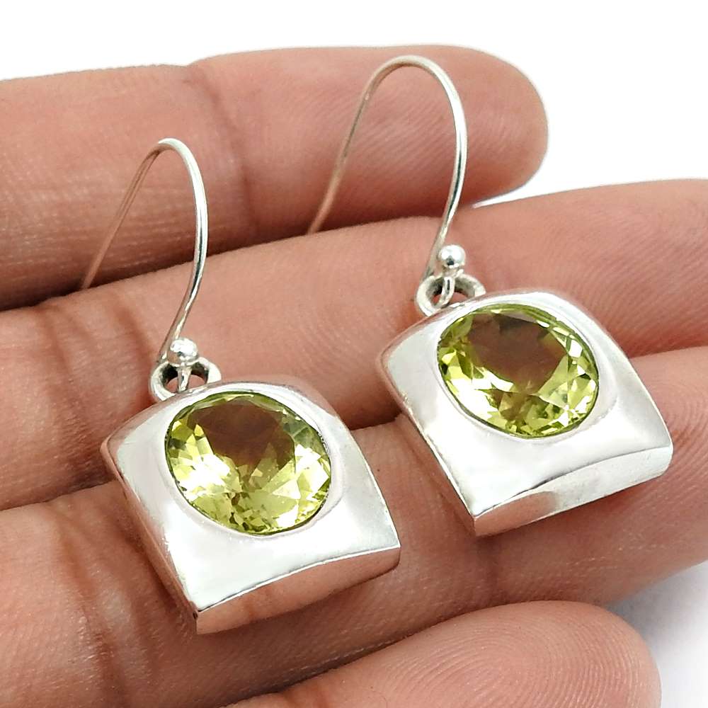 Lemon Topaz Gemstone Earring 925 Sterling Silver Vintage Look Jewelry T20