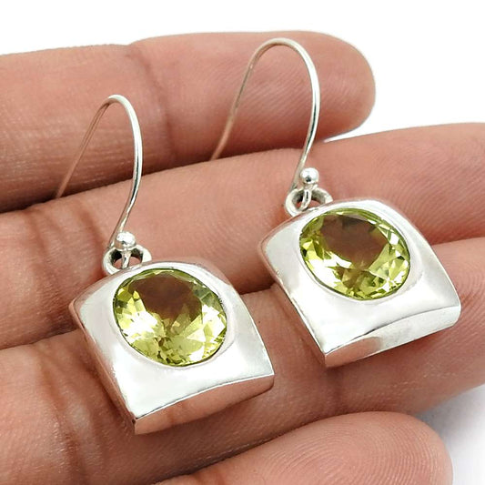 Lemon Topaz Gemstone Earring 925 Sterling Silver Vintage Look Jewelry T20
