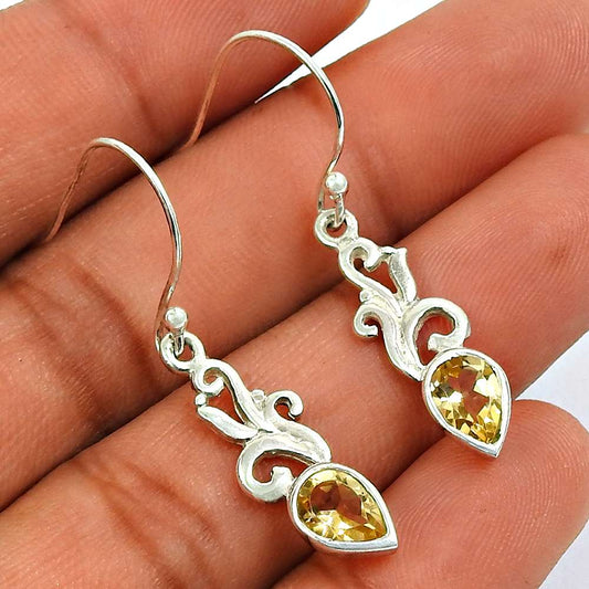 Citrine Gemstone Earring 925 Sterling Silver Handmade Indian Jewelry J21