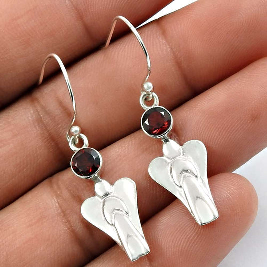 Garnet Gemstone Earring 925 Sterling Silver Handmade Indian Jewelry D22