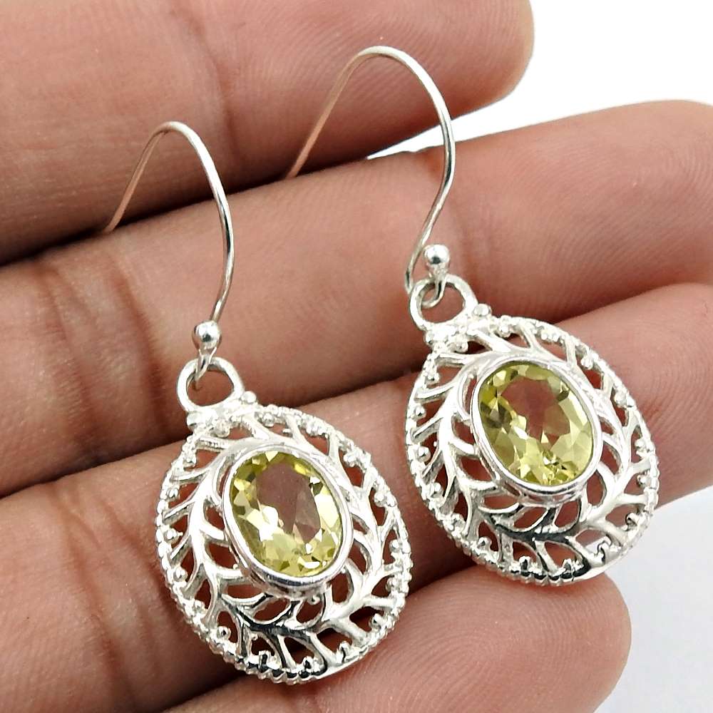 Peridot Gemstone Earring 925 Sterling Silver Vintage Look Jewelry L23