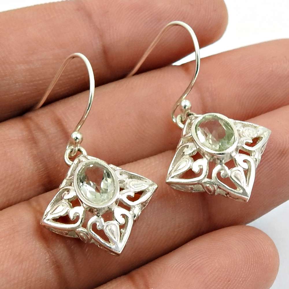 Garnet Gemstone Earring 925 Sterling Silver Vintage Jewelry S23