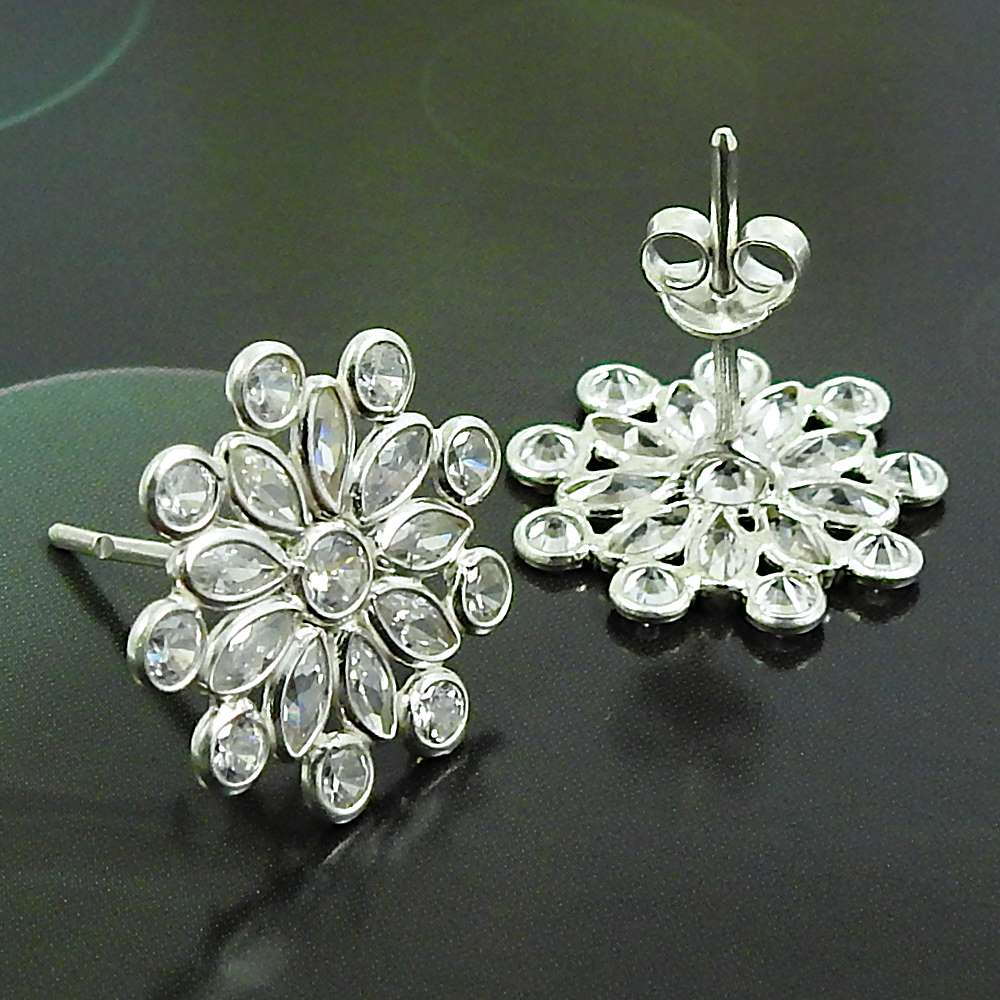 White CZ Gemstone Earring 925 Sterling Silver Vintage Look Jewelry Z24