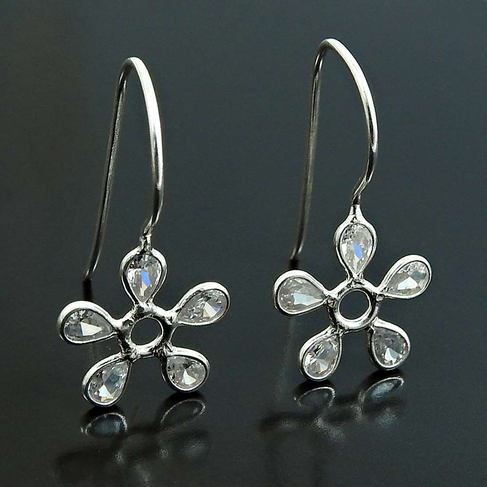 Black CZ Gemstone Earring 925 Sterling Silver Vintage Look Jewelry F79