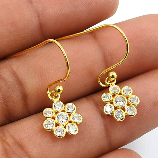 101 Natural Cubic Zirconia Drop Dangle Gold Plated Earrings 925 Silver X20