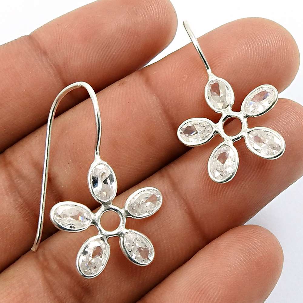 HANDMADE 925 Sterling Silver Jewelry Oval Shape Black Cz Gemstone Earrings Q1