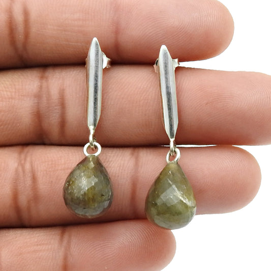 101 Natural Labradorite 925 Silver Drop Dangle Bohemian Earrings For Women G46