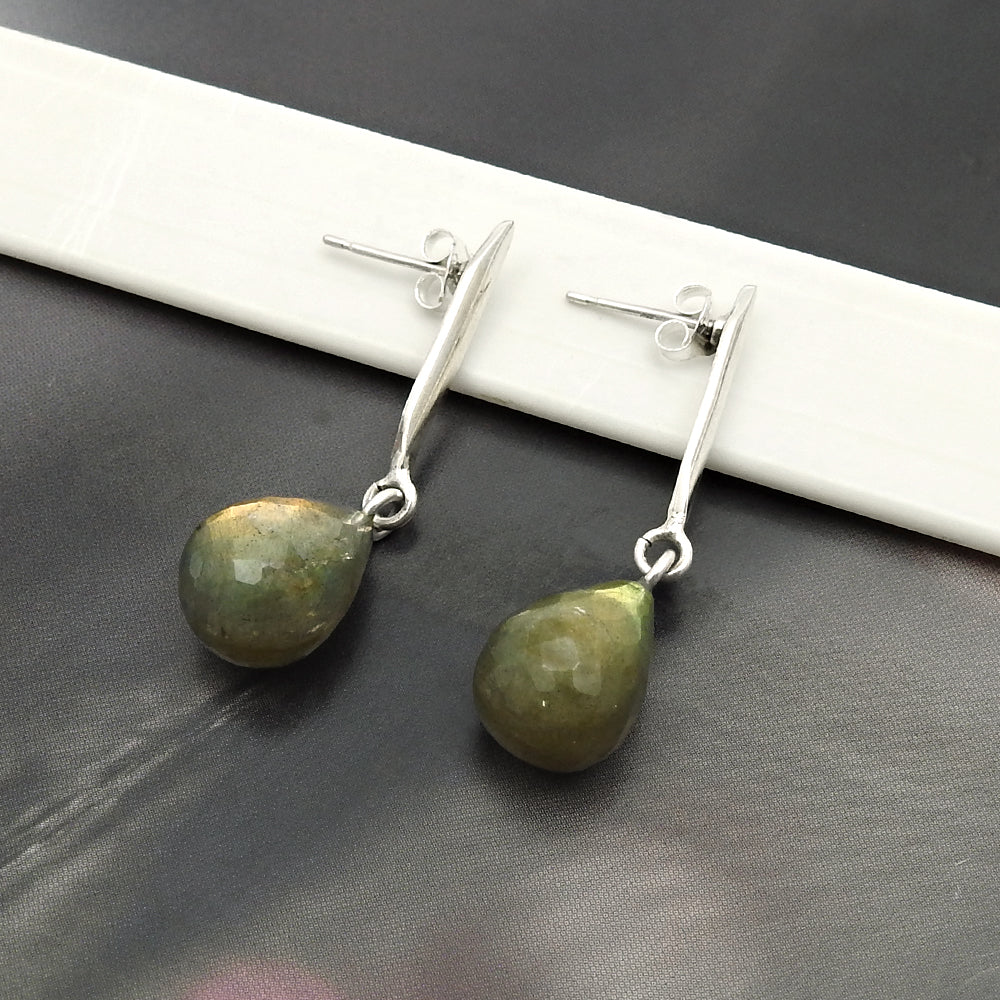 101 Natural Labradorite 925 Silver Drop Dangle Bohemian Earrings For Women G46
