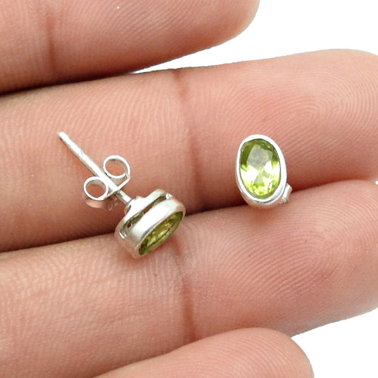 101 Sterling Silver Peridot Gemstone Wife Stud Heart Chakra Engagement New Earrings