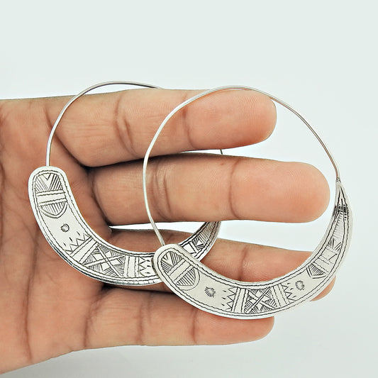 Artisan 925 Solid Sterling Silver Jewelry Hoop Bohemian Earrings B1