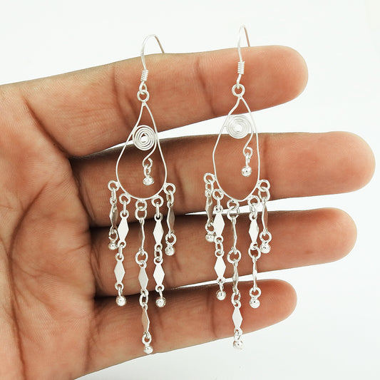 Indian Artisan Jewelry 925 Solid Sterling Silver Earrings T1