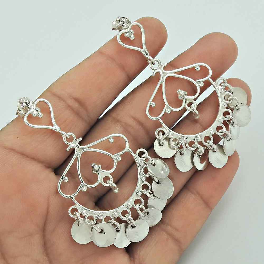 Artisan 925 Solid Sterling Silver Jewelry Drop/Dangle Earrings C1