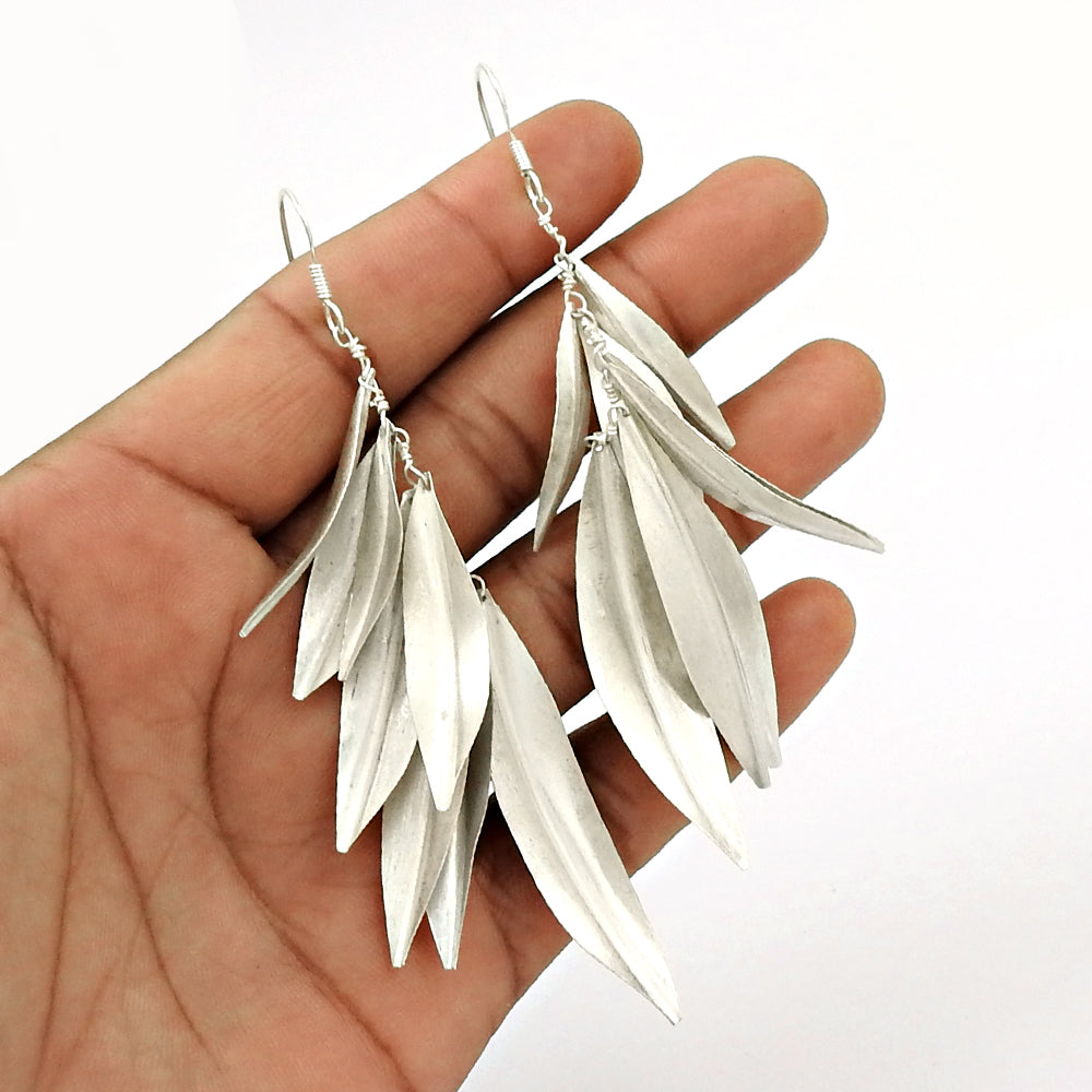 101 Solid 925 Sterling Silver Leaves Dangle Earrings