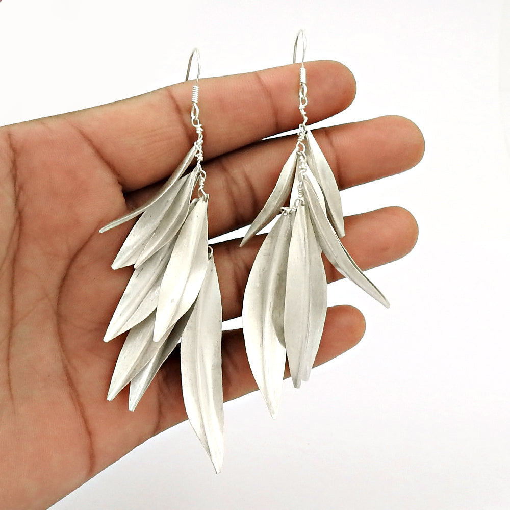 101 Solid 925 Sterling Silver Leaves Dangle Earrings