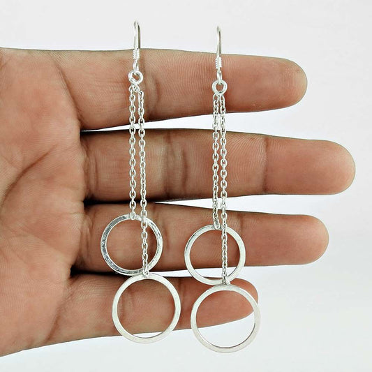 Dangle Boho Earrings 925 Solid Sterling Silver Handmade Indian Jewelry S18