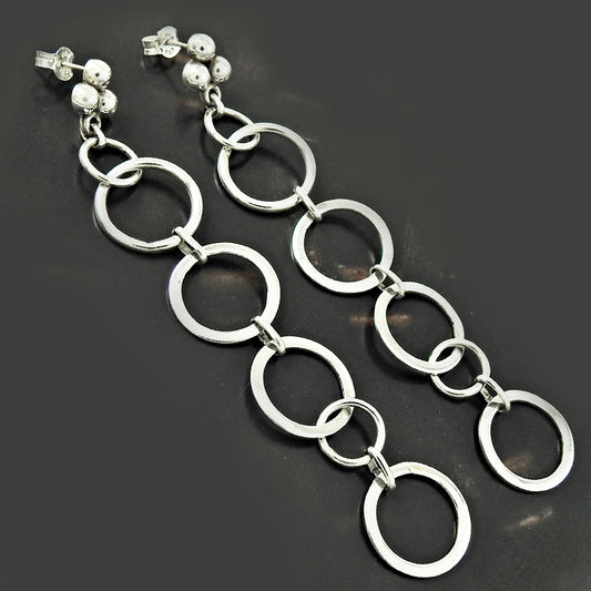 Indian Artisan Jewelry 925 Solid Sterling Silver Drop/Dangle Earrings I1