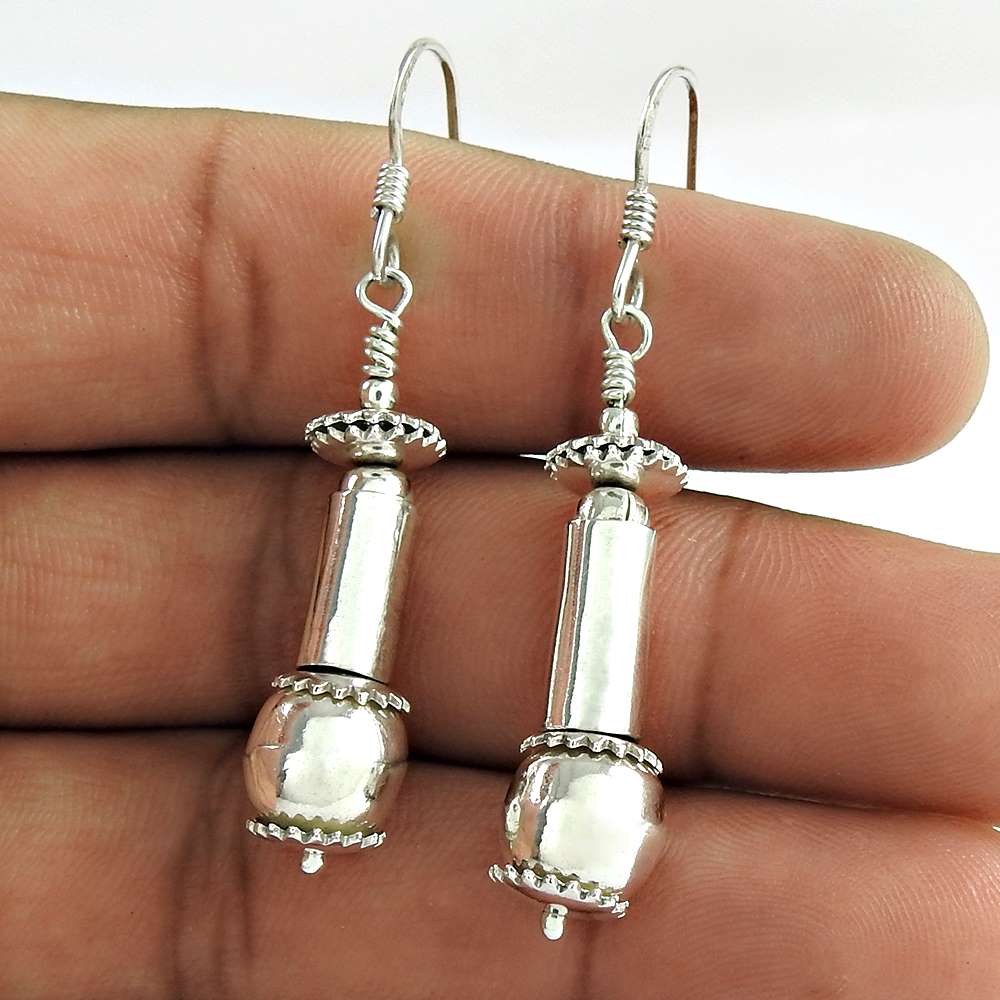 Dangle Dangle Earrings 925 Solid Sterling Silver Handmade Indian Jewelry V4