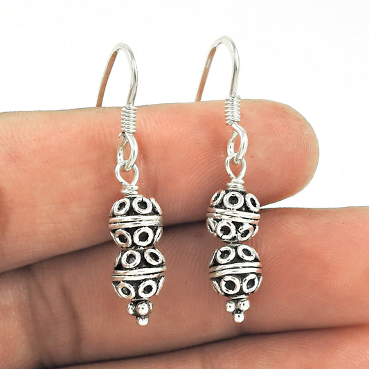 Handmade Indian Jewelry 925 Solid Sterling Silver Drop/Dangle Tribal Earrings E1