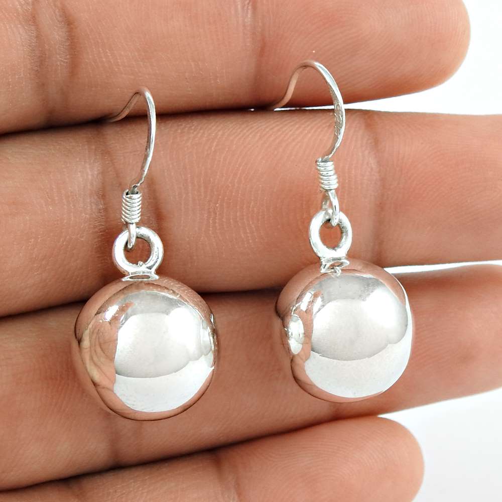 Rare 925 Sterling Silver Ball Earrings 925 Sterling Silver Fashion Jewellery