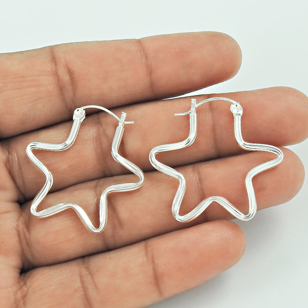 Handmade Indian Jewelry 925 Solid Sterling Silver Stud Star Earrings B13