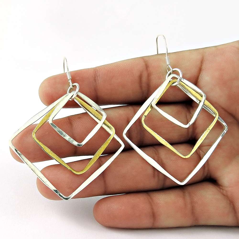 Artisan 925 Solid Sterling Silver Jewelry Dangle Stylish Earrings F2