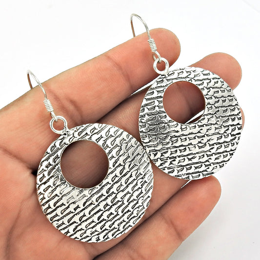 HANDMADE Indian Jewelry 925 Solid Sterling Silver Artisan Boho Earrings F29