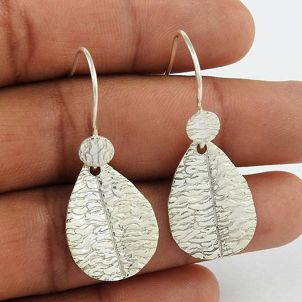 Handmade Indian Jewelry 925 Solid Sterling Silver Dangle Earrings I1