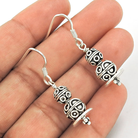 925 Sterling Silver Handcrafted Jewelry Drop/Dangle Bohemian Earrings J1