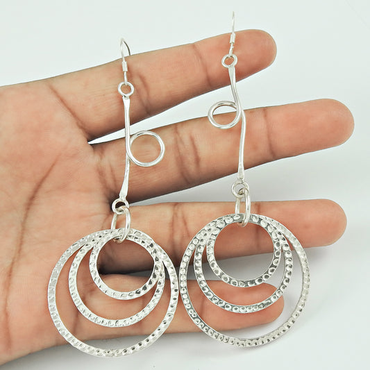 Gift For Her Dangle Earrings 925 Solid Sterling Silver HANDMADE Indian T4