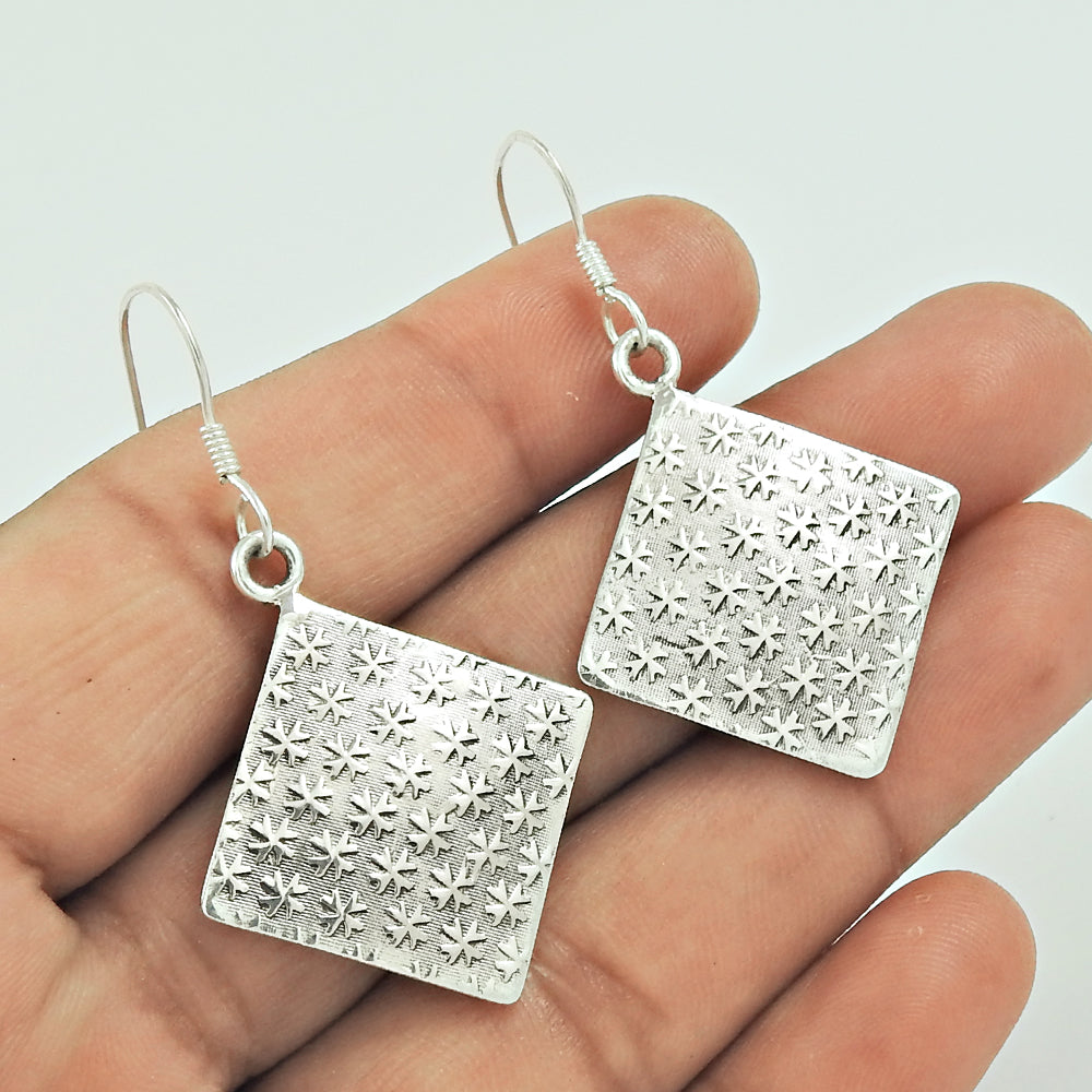 925 Sterling Silver Handcrafted Jewelry Drop/Dangle Tribal Earrings H1