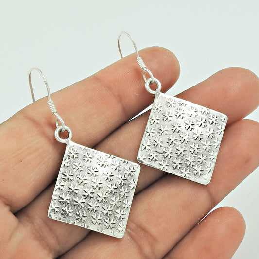 925 Sterling Silver Handcrafted Jewelry Drop/Dangle Tribal Earrings H1