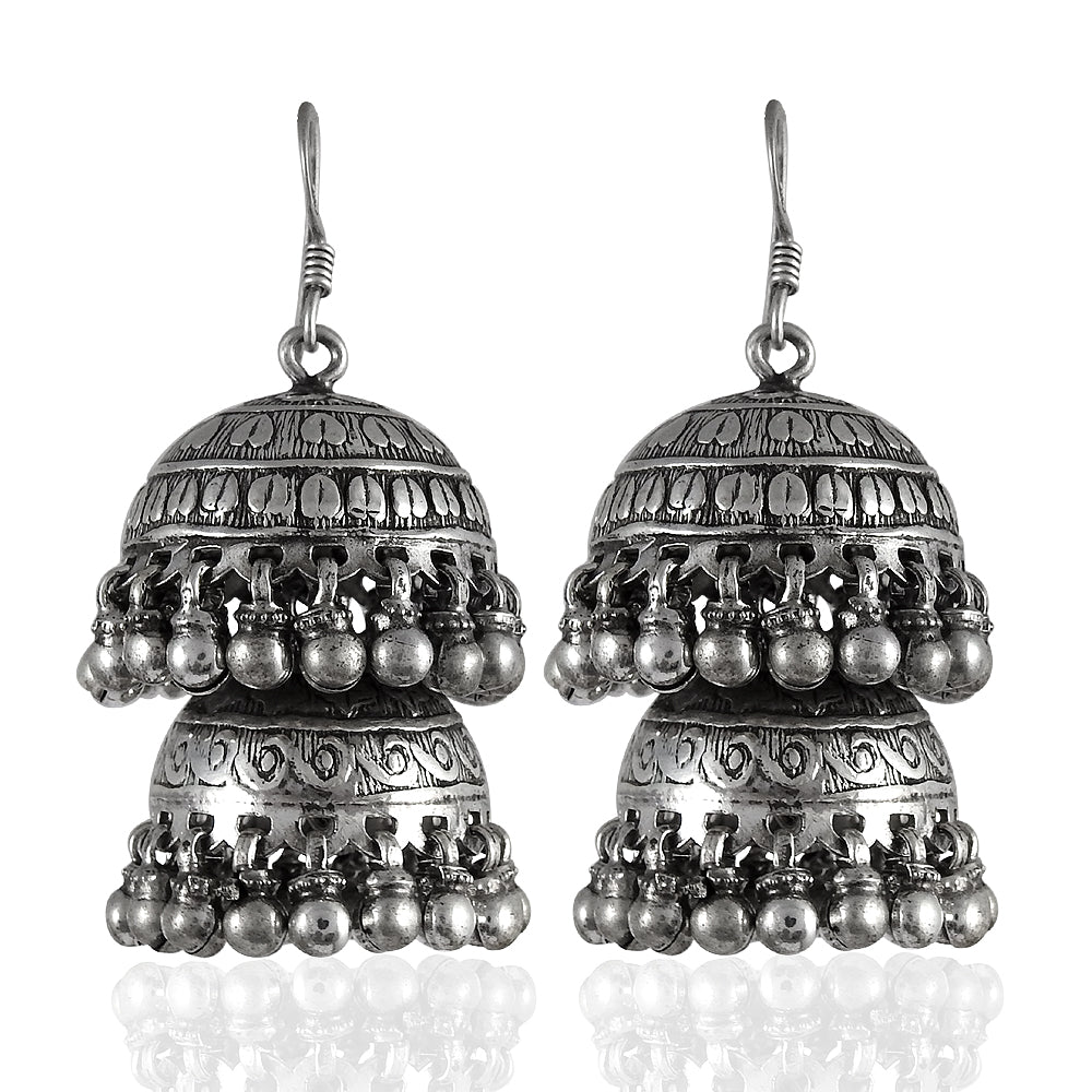 Artisan 925 Solid Sterling Silver Mothers Day Gift Jewelry Jhumki Earrings P3