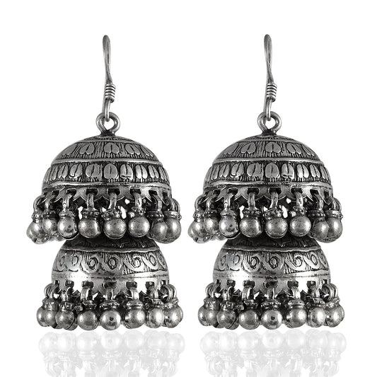 Artisan 925 Solid Sterling Silver Mothers Day Gift Jewelry Jhumki Earrings P3