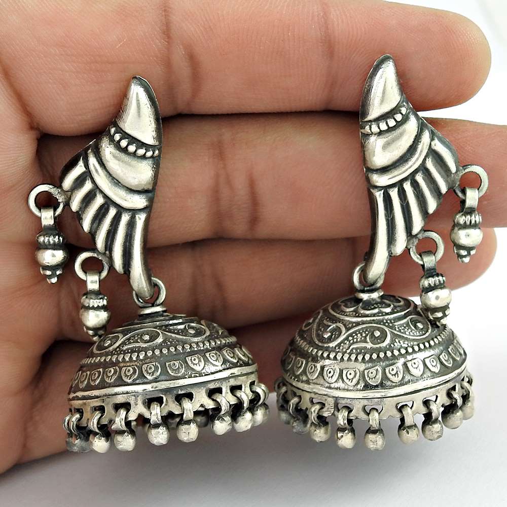 Fantastic 925 Sterling Silver Jhumka Earrings Wholesale Price