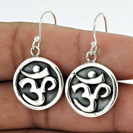 Big Weaving Light 925 Sterling Silver OM Dangle Earrings Fabricant