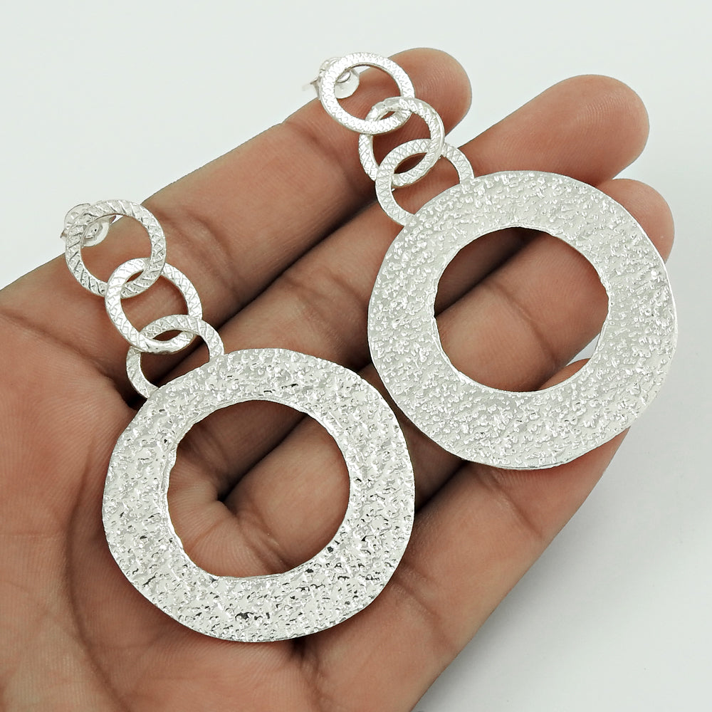 Handmade Indian Jewelry 925 Solid Sterling Silver Drop/Dangle Earrings D2