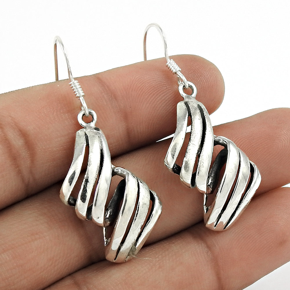 925 Sterling Silver Handcrafted Jewelry Drop/Dangle Ethnic Earrings K1