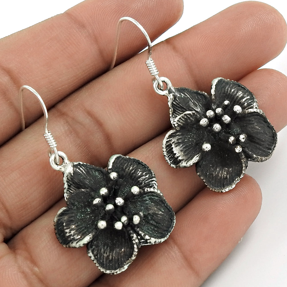 925 Sterling Silver Handcrafted Jewelry Drop/Dangle Earrings H2