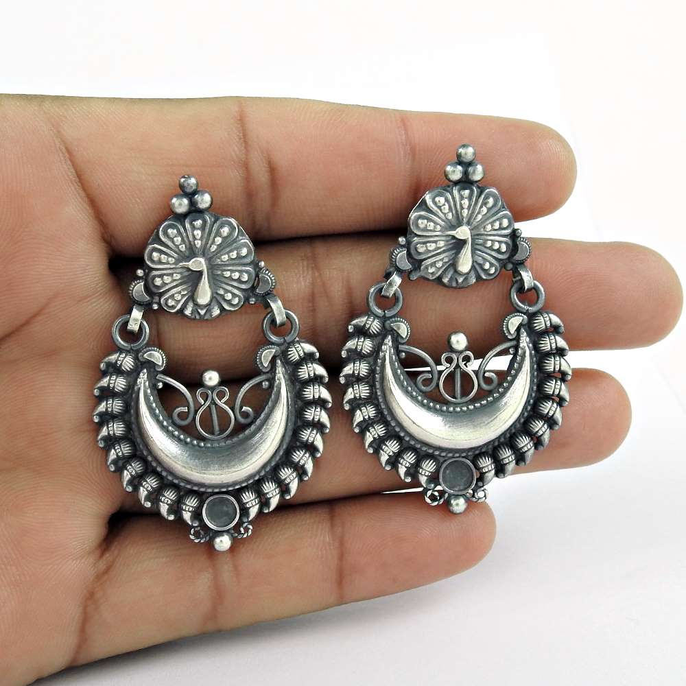 Daily Wear Oxidised Sterling Silver Fashion Earrings Artisan Silver Jewellery