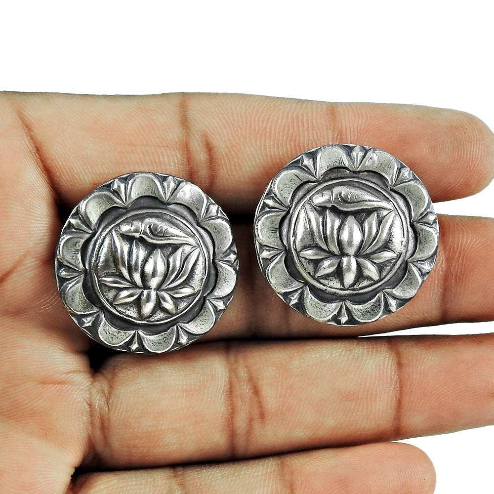 Oxidised 925 Sterling Silver Jewellery Fashion Silver Stud Earrings