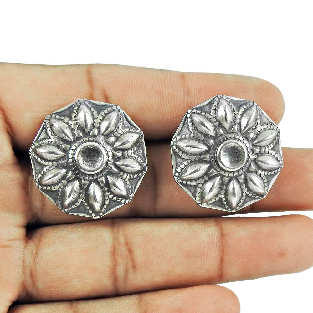 Oxidised 925 Sterling Silver Jewellery Beautiful Silver Stud Earrings