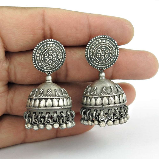 Oxidised Sterling Silver Jewellery Fashion Silver Jhumka