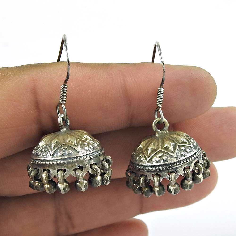 Oxidised Sterling Silver Vintage Jewellery Excellent Sterling Silver Handmade Jhumki