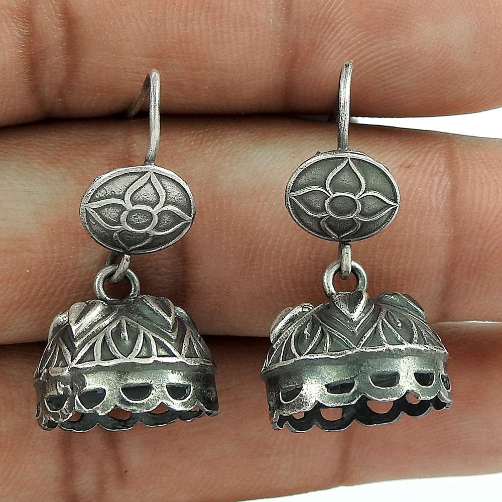 Daily Wear Oxidized Sterling Silver Dangle Earring Jewelry