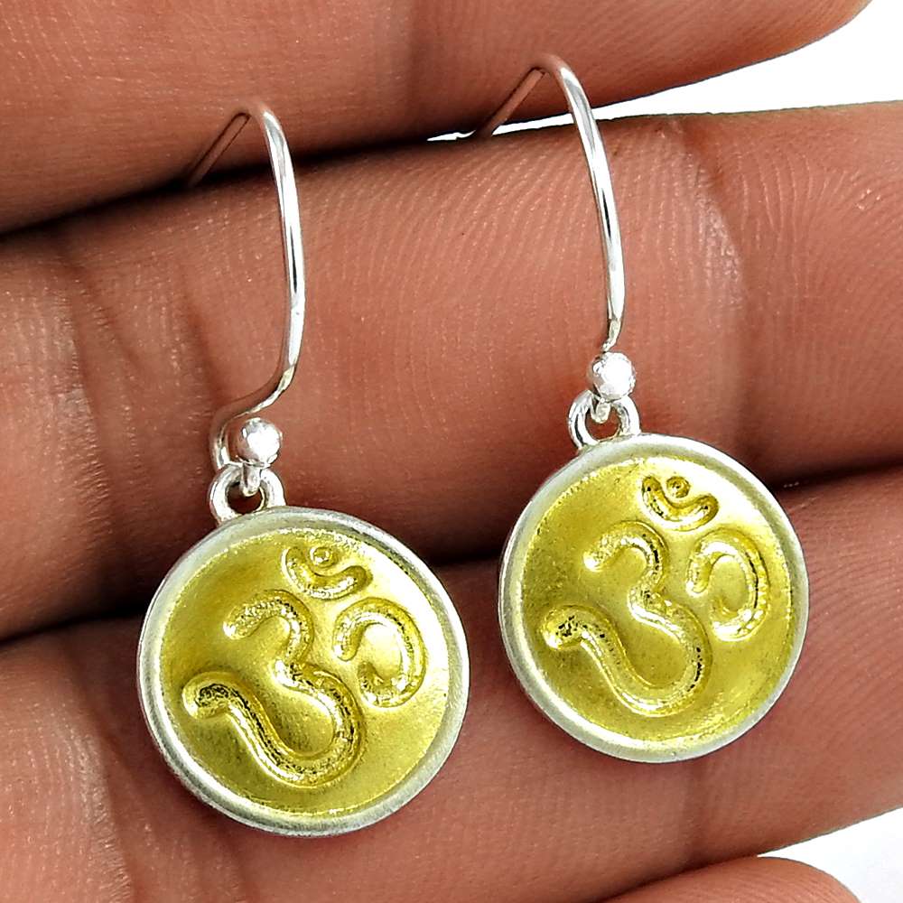 Exclusive Style Gold Plated 925 Sterling Silver OM Earring