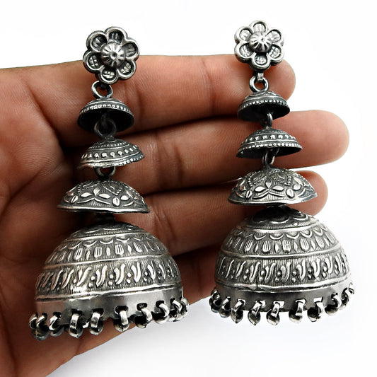 101 Dangle Jhumki Earrings 925 Solid Sterling Silver Handmade Jewelry